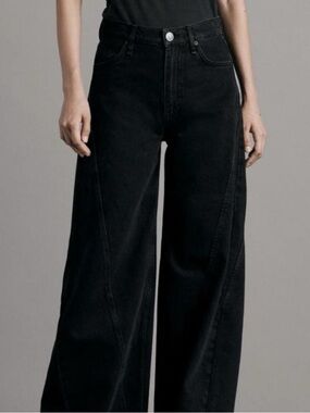 rag & bone Sofie Splice Black Wide-Leg High-Rise Jeans